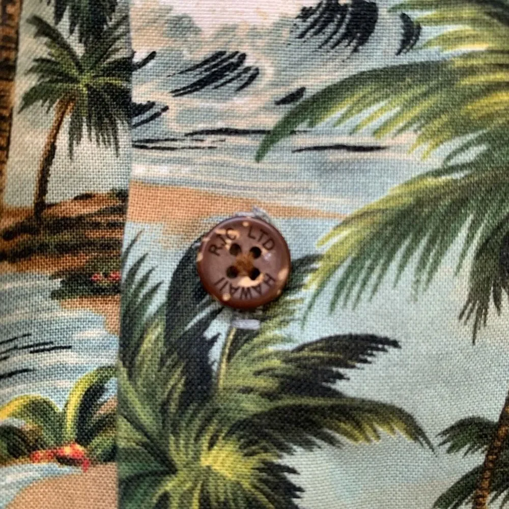 Vintage RJC Shirt Tropical Hawaiian Printed‎ Classic Airplane Green Boxy Camp XL